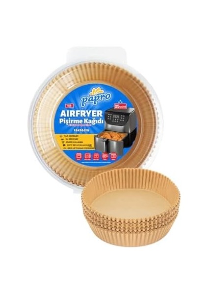Airfryer Pişirme Kağıdı,fritöz Yağlı Kağıdı Tek Kullanımlık Fırın,fritöz Pişirme Kağıdı 25'li 16CM