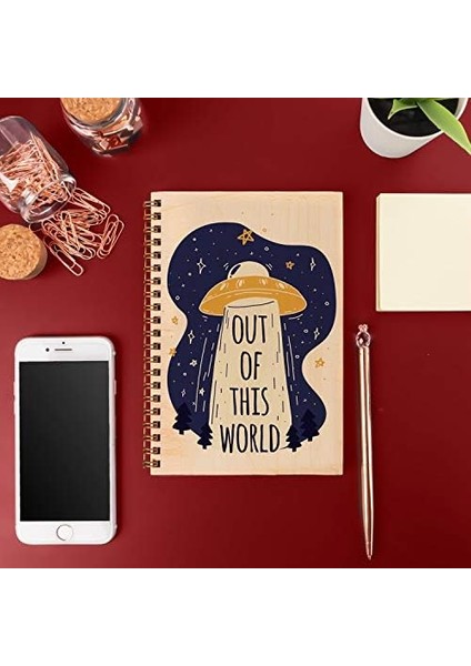 Of This World Tasarımlı Ahşap Kapaklı Defter modelleri