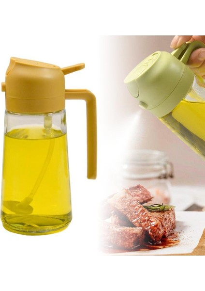 Yağı İçin Yağ Spreyi, Yağ Püskürtme Şişesi, Dahiyane 2'si 1 Arada Fonksiyonlu, 470 ml Çok Fonksiyonlu Cam Yağ Spreyi (Turuncu)