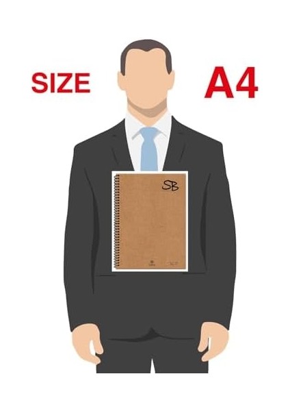 A4 70 Yp. Defter Kraft Kapak Spiralli Hafif Kağıt Çizgili 140 Sf.