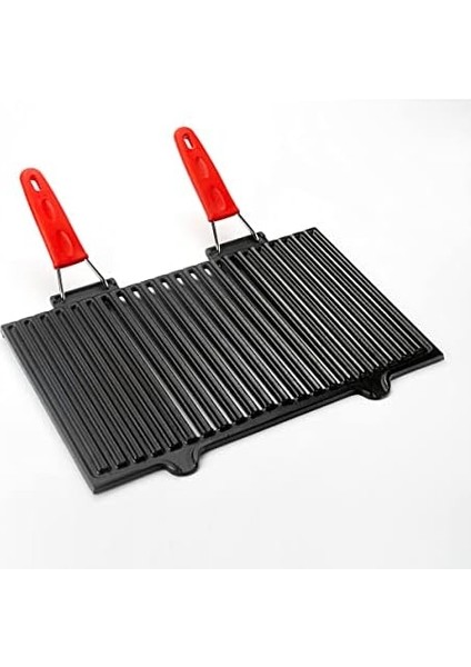 Metal Döküm Mangal Izgarası, Çift Silikon Kulplu, 40 x 25 x 0.7 cm modelleri