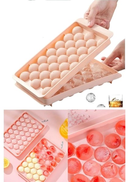 Küre Buz Kalıbı, 33 Hazneli, Yuvarlak, Kapaklı, Kokteyl Sunumu İçin