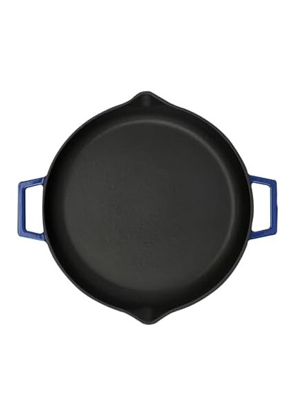 Metal Döküm Kızartma Tavası, Metal Kulplu, 26 Cm, Mavi