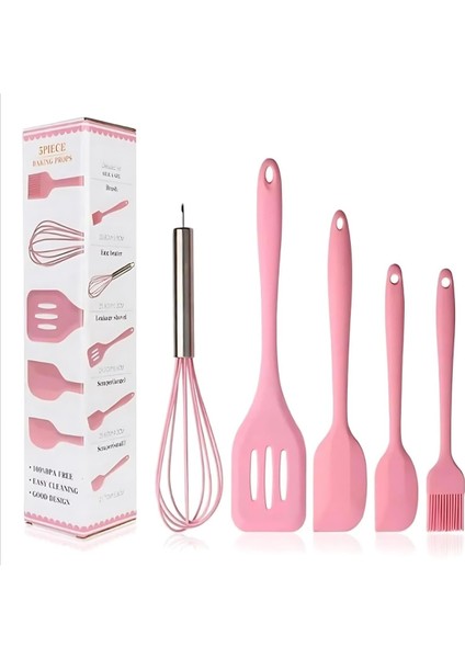 Mutfak Takımı - Yanmaz Yapışmaz Mutfak Seti, Pasta Silikon Yumurta Fırçası, Kaşık, Çırpıcı, Tutacak Seti