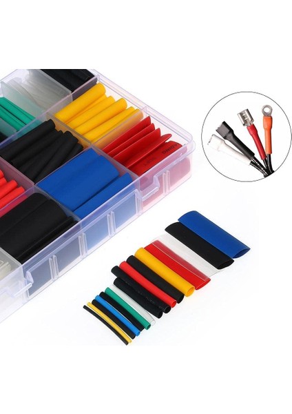 Home 560 Parça Isıyla Daralan Makaron Kablo Koruyucu Set, Elektrik Kablosu Için Isıya Dayanıklı Koruyucu, Kutulu, Çeşitli Boyutlarda fiyatları