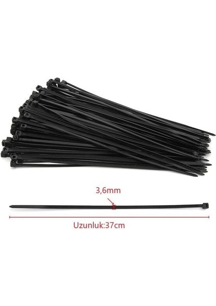 Çetsan 3,6X370 Siyah 37CM Kablo Bağı Plastik Cırt Kelepçe TOPLAYICI-100 Adet modelleri