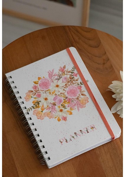 Çiçek Cümbüşü Süresiz Akademik Planlayıcı Ingilizce Ajanda Sticker Hediyeli + Lastikli