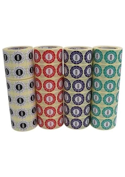 Etiketler , Hazır Al Hızlı Al Vellum Tarih Seçme Etiketi 30MM x 30MM Ruloda 1000 Adet (Beyaz, 2025)