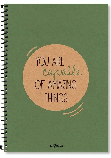 Color 2015074/2 Eco Kraft Sert Kapaklı, Spiralli, Sarı Kağıtlı, 200 Sayfa Yeşıl