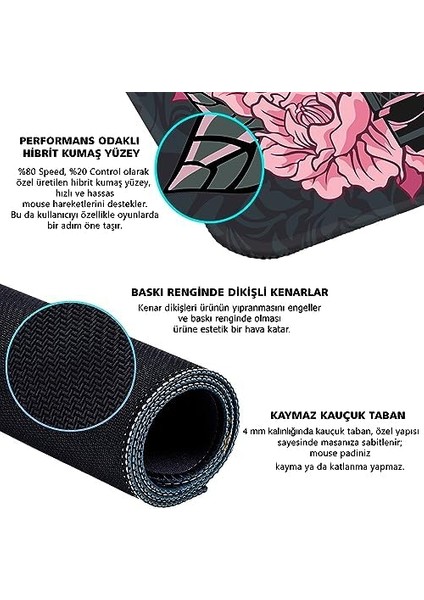 Longteng Huoyun Special Edition 480X400X4 mm E-Sports Oyuncu Mouse Pad (Black Uzi, Kalınlık: 4mm)