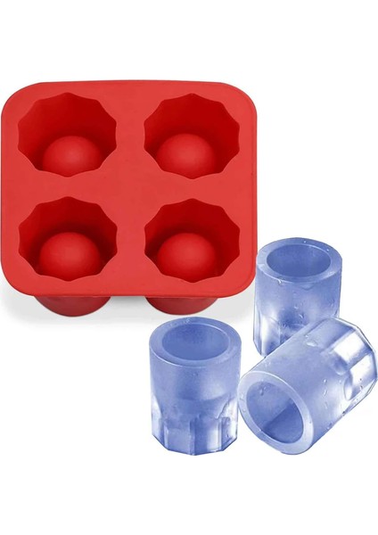 Chef Eysigo Shot Bardak Buz Kalıbı, 4lü, Silikon, Kırmızı, 14611.EYS-BS004