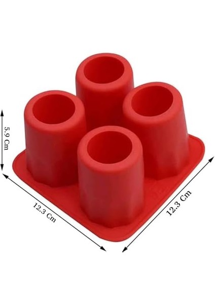 Chef Eysigo Shot Bardak Buz Kalıbı, 4lü, Silikon, Kırmızı, 14611.EYS-BS004