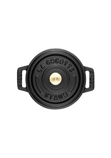 40500-101-0 Mini Güveç, Yuvarlak Kapaklı 10 Cm, 0,25 L, Indüksiyona Uygun, Mat Siyah Emaye Kap Içi, Siyah