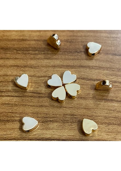 Altın Kaplama Metal Kalp Boncuk (10 Adet) Çap: 8x7 mm
