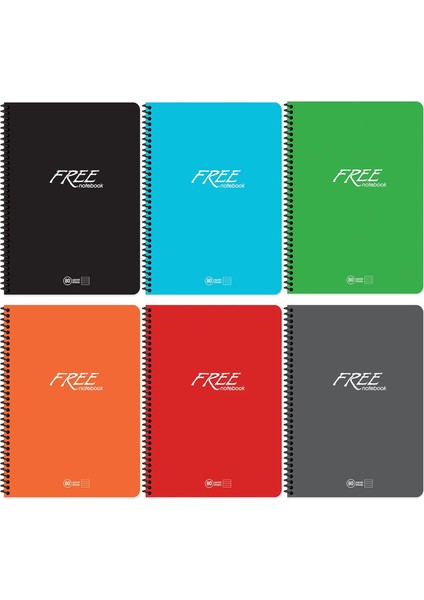 Color A4 Çizgili 120 Yp. Pp Kapak Spiralli Free Okul Defteri