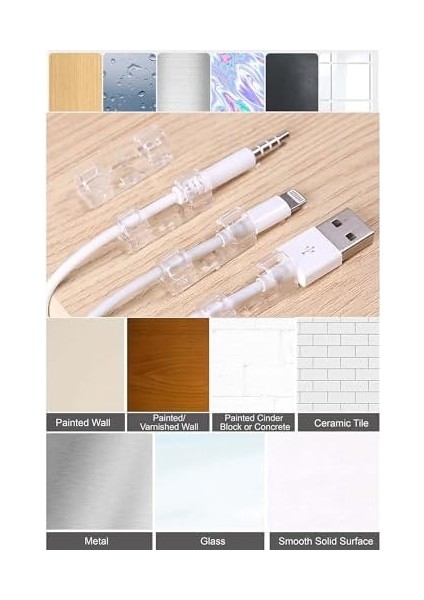 Adet Yapışkanlı Şeffaf Kablo Tututcu modelleri