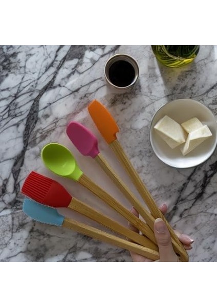 Set Renkli Bambu Saplı Silikon Spatula Seti