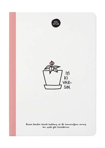 Color Hisli Şeyler 'iyi Ki Varsın' Çizgili Sert Kapak Defter, 14X20 Cm, 64 Yaprak, Çok Renkli