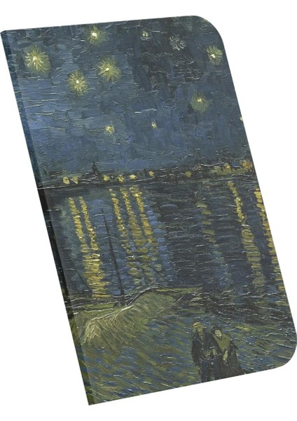 Starry Night Over The Rhone, Van Gogh 1888, A4 Defter Iı, Çizgisiz, Toplam 64 Sayfa, Tel Dikiş, Esnek Kapak, Oval Kenar, Tuval Doku, 60 Gram, Sarı Krem Renk, 21X29,7X0,5CM