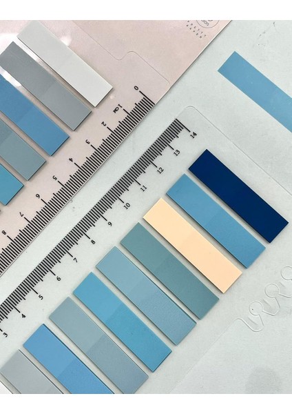 Gemi Dükkan 10 Farklı Renkte Mavi Tonları Renkli Cetvelli Şeffaf Indeks