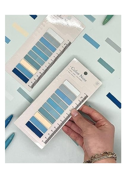 Gemi Dükkan 10 Farklı Renkte Mavi Tonları Renkli Cetvelli Şeffaf Indeks modelleri