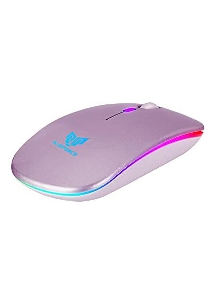V5.0 Bluetooth & Wireless 2,4ghz Sessiz Kablosuz Mouse Pembe Işıklı Şarjlı