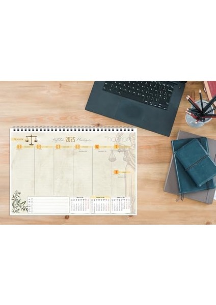 Planlayıcı 2025 Takvim A4 Ebat 53 Haftalık Planlayıcı Justice 21X29,7 cm modelleri