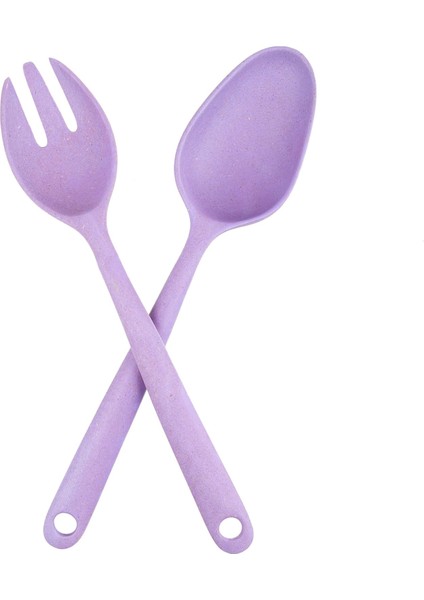 Salata Kaşık,çatal Seti Bambu Çevreci Model,mor