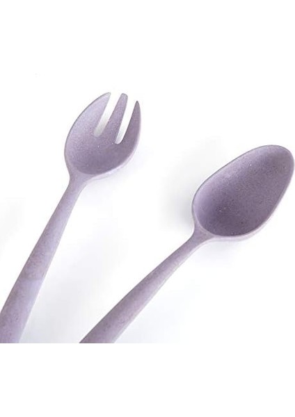 Salata Kaşık,çatal Seti Bambu Çevreci Model,mor