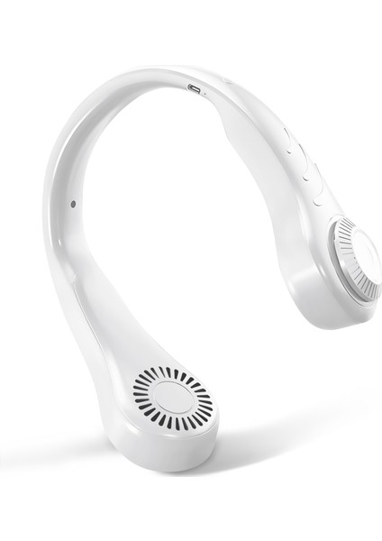 Taşınabilir Yapraksız Asılı Boyun Fanı, 360 Derece Tembel Boyun Bandı Fanı 78 Çevreleyen Hava Çıkışları USB 4000 Mah Şarj Edilebilir, Beyaz (Yurt Dışından)