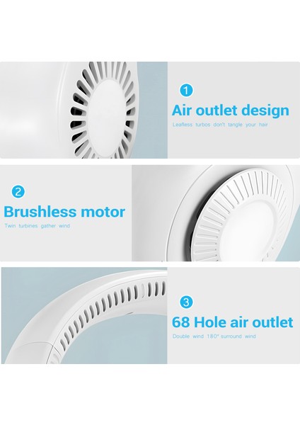 Taşınabilir Yapraksız Asılı Boyun Fanı, 360 Derece Tembel Boyun Bandı Fanı 78 Çevreleyen Hava Çıkışları USB 4000 Mah Şarj Edilebilir, Beyaz (Yurt Dışından) fırsatları