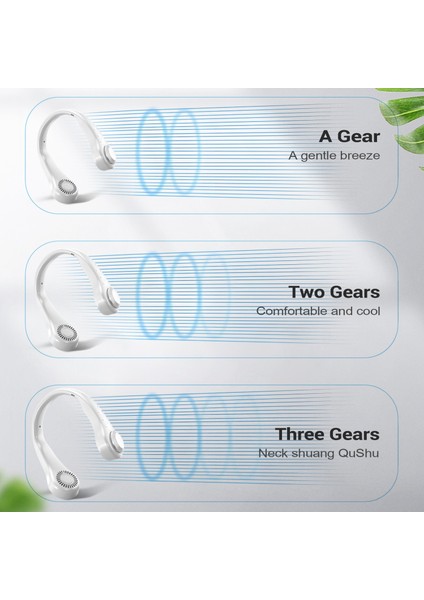 Taşınabilir Yapraksız Asılı Boyun Fanı, 360 Derece Tembel Boyun Bandı Fanı 78 Çevreleyen Hava Çıkışları USB 4000 Mah Şarj Edilebilir, Beyaz (Yurt Dışından) indirimleri