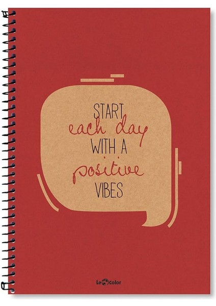 Color 2015075/3 Eco Kraft Sert Kapaklı, Spiralli, Sarı Kağıtlı, 200 Sayfa, Kırmızı