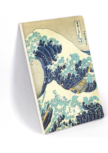 Great W Off Kanagawa, Hokusai 1829-32, Vintage Defter Iıı, Çizgisiz, 96 Sayfa, Iplik Dikiş, Esnek Kapak, Yaldızlı Oval Kenar, Tuval Doku, 90 Gram, Fildişi Renk, 14,8X21X1CM