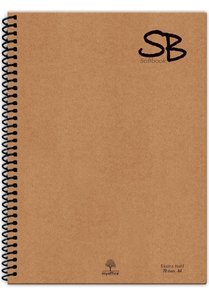 A4 70 Yp. Defter Kraft Kapak Spiralli Hafif Kağıt Kareli 140 Sf.