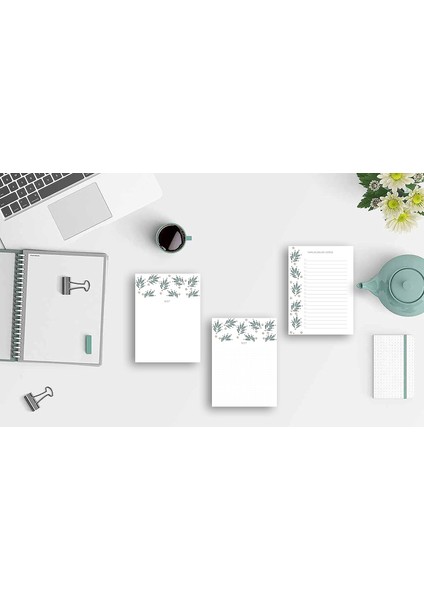 Tanıtım 3'lü Masaüstü Çiçek Desenli Not Kağıt Seti