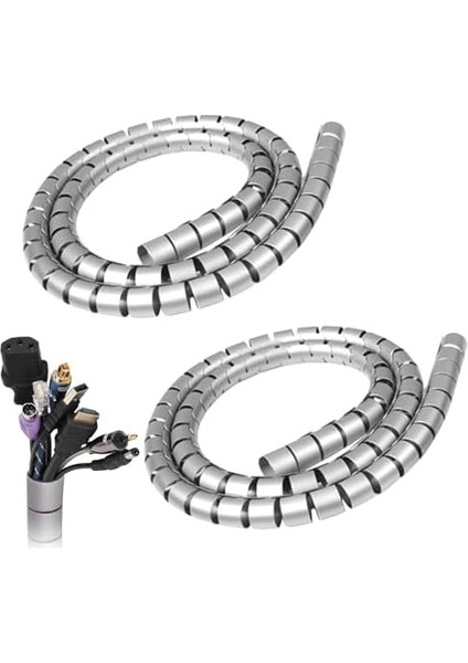 Spiral Kablo Kanalı Kablo Fiş Düzenleyici Toplayıcı Tutucu Gri, 1 mt x 20 mm (2 Adet) modelleri