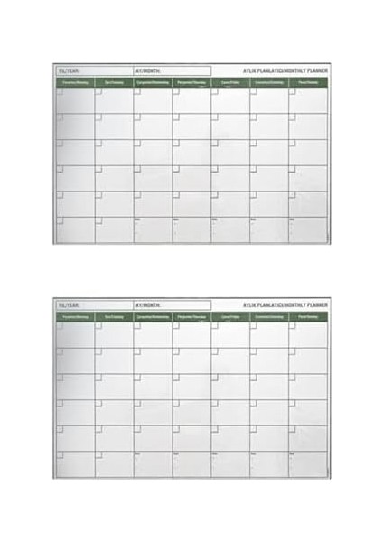 Manyetik Yapışkanlı Bir Aylık Program Planlayıcı Takvim 85X56 cm Gri