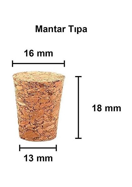 Şeffaf 25 ml / 25 cc Mantar Tıpalı Boş Cam Şişe 12 Adet