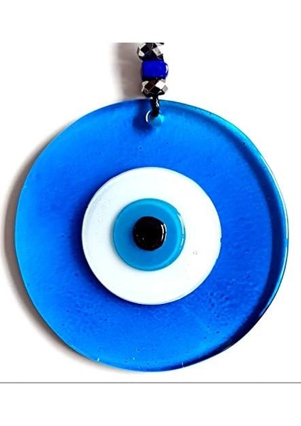 Boncuklu El Yapımı Deri Ipli Açık Mavi Şeffaf Cam Duvar Süsü fiyatları