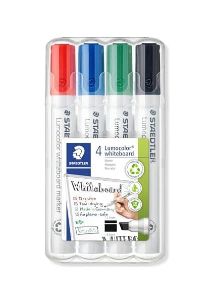 351 B Wp4 Lumocolor Whiteboard Markör Kesik Uçlu 25 mm 4'lü Set