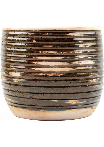 Tasarımı Ev Dekorasyon Aksesuar Yeşil Sırlı Terrakota Toprak Saksı Saksılık Salon Çiçeklik 19 cm