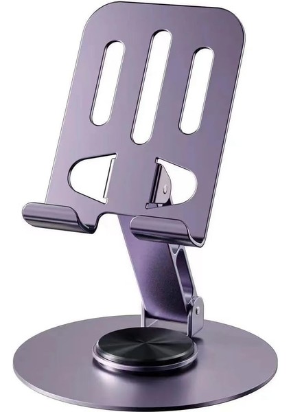 Metal Stand Tablet Telefon Tutucu 360 Derece Dönerli Ayarlanabilir Mor Telefon Tablet Standı Yüksek Kalite Masaüstü Stand