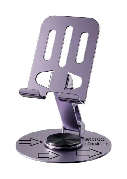 Metal Stand Tablet Telefon Tutucu 360 Derece Dönerli Ayarlanabilir Mor Telefon Tablet Standı Yüksek Kalite Masaüstü Stand fiyatları