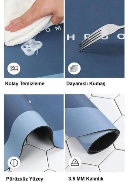Banyo Paspası Deri Taban Kaydırmaz Banyo Paspası (60 * 40) (Lila) fiyatları