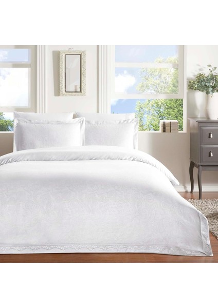 Blanca DESENLI Pamuk Nevresim Takımı, Beyaz, Çift Kişilik