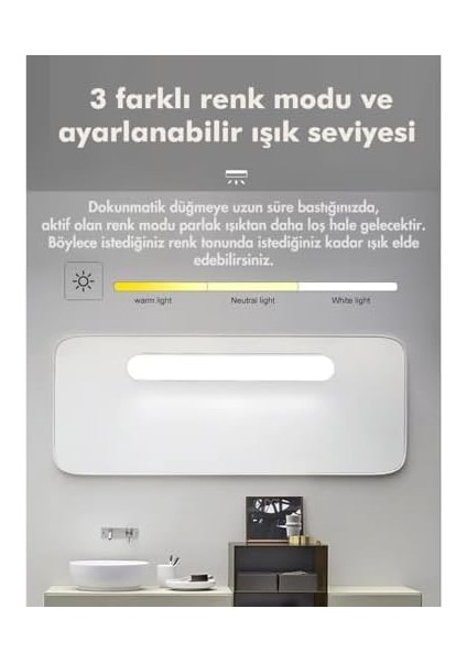 Hitit 3W Dokunmatik Anahtarlı LED Dolap Kabin Aydınlatma YL05-6000 - 160LM, Mıknatıslı, Şarj Edilebilir, Dimlenebilir 3 Farklı Renk Modu modelleri