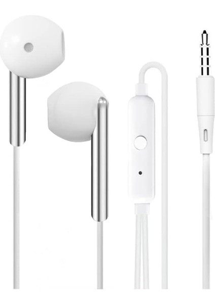 K103 3.5mm Jack Girişli Metal Yüksek Ses Sporcu Kulak Içi Extra Bass Beyaz Kulaklık Stereo Beyaz