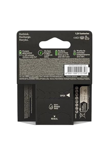 Batteries Recyko Pro Aaa Ince Ni-Mh Şarjlı Pil, 1.2 Volt, 4'lü Kart modelleri