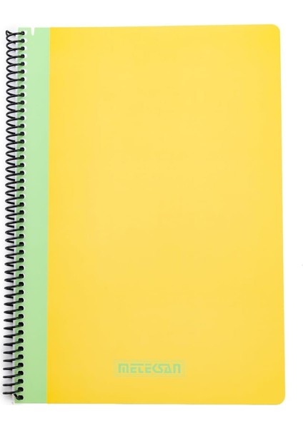 Pruva Pastel Serisi, A4 100 Yaprak Çizgili Karton Kapaklı Pet Spiralli Defter, Sarı